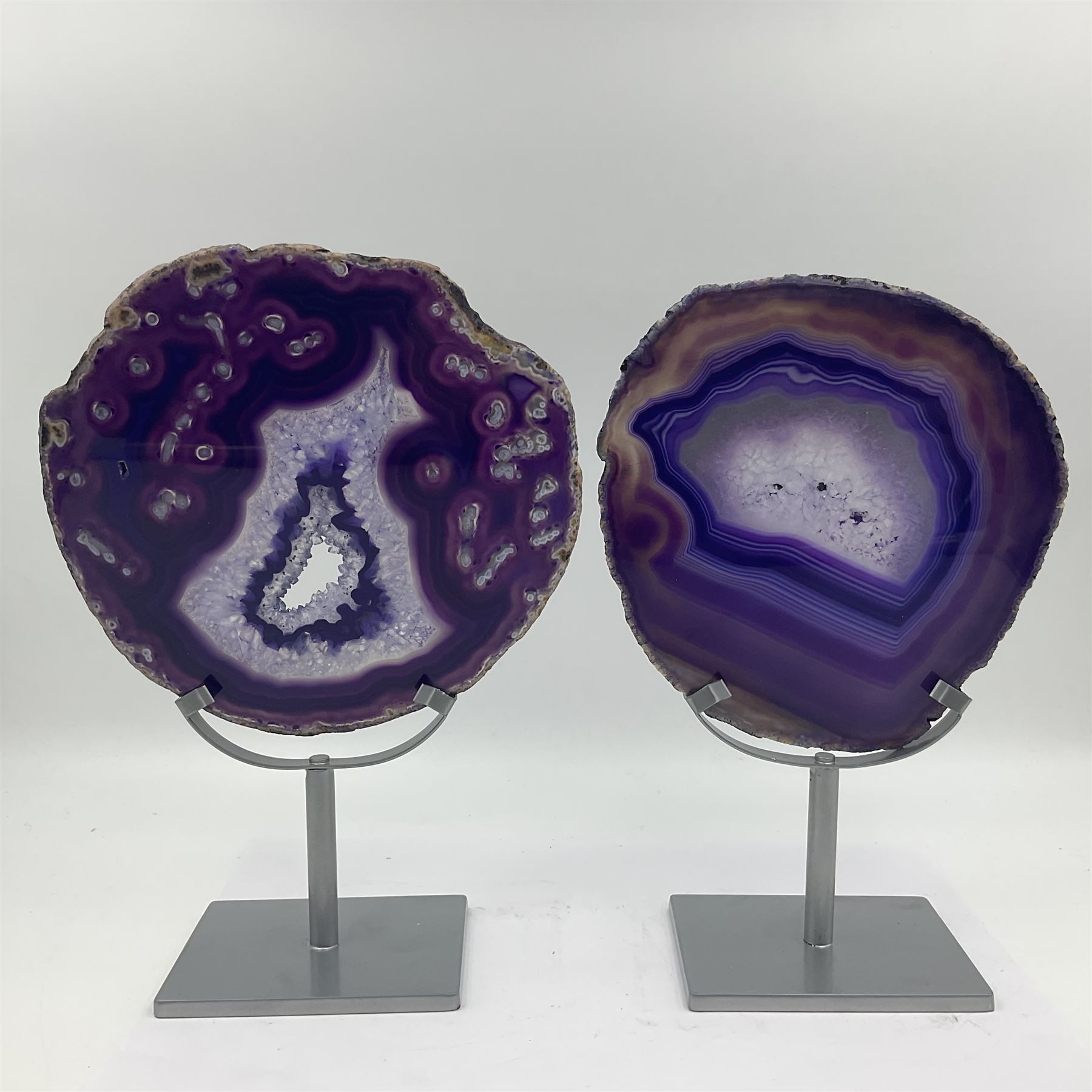 Pair of purple agate slices - Image 9 of 11