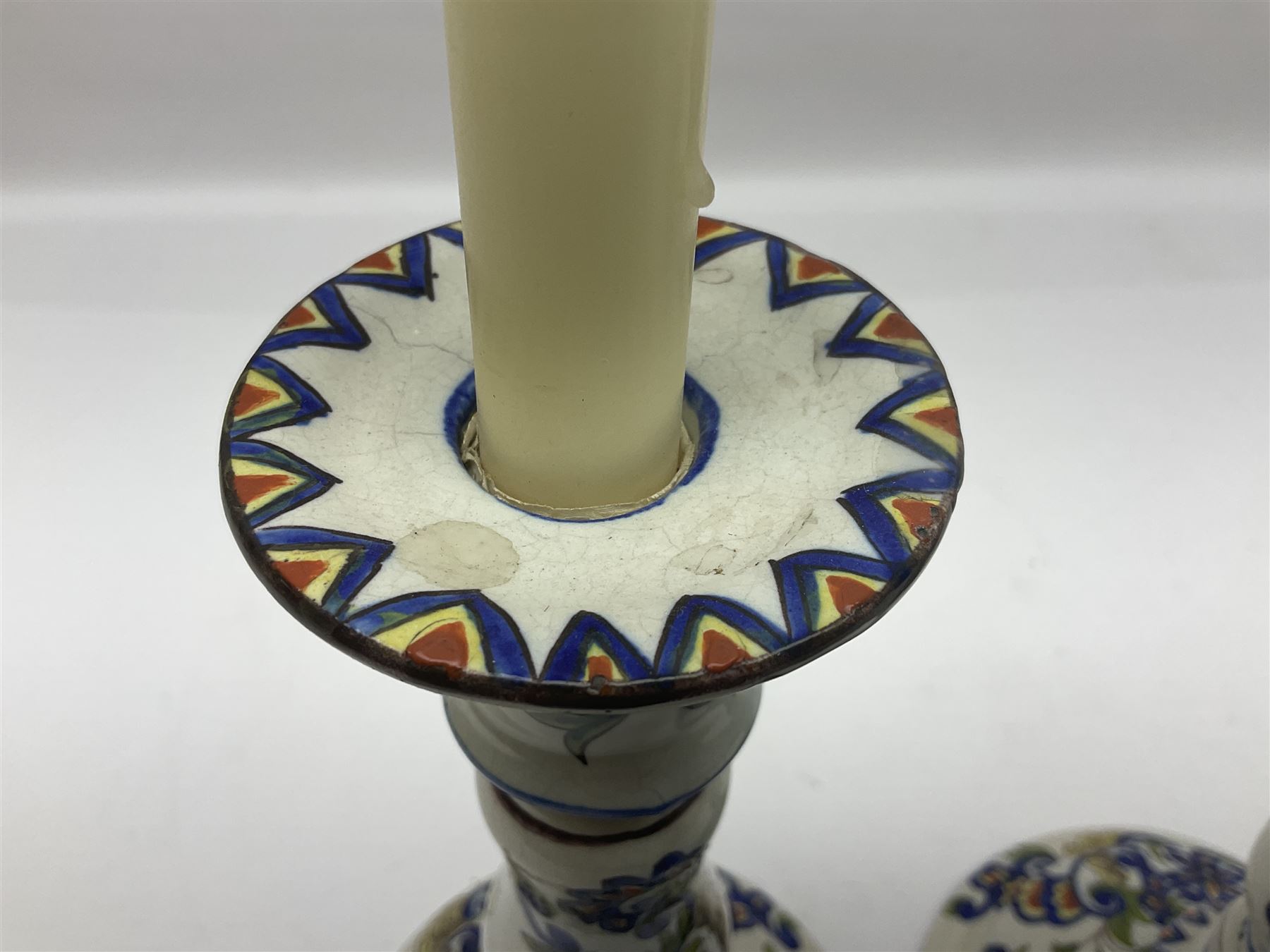 Pair of 19th century French faience candlesticks - Image 8 of 10