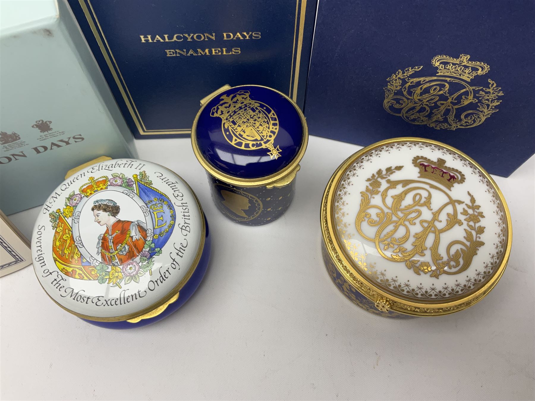 Five Halcyon Days Royal commemorative enamel boxes and one other similar enamel box - Image 11 of 15