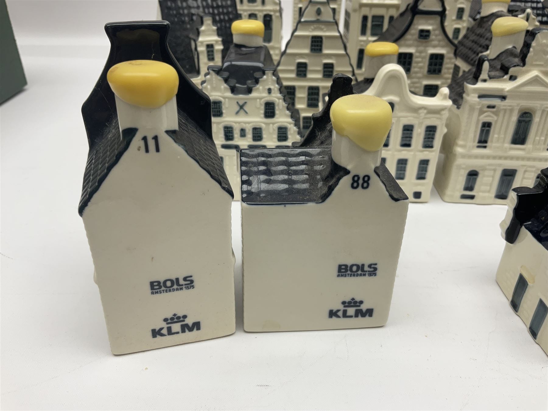 Twenty seven KLM Bols Blue Delft's decanters in the form of Dutch houses - Image 7 of 15