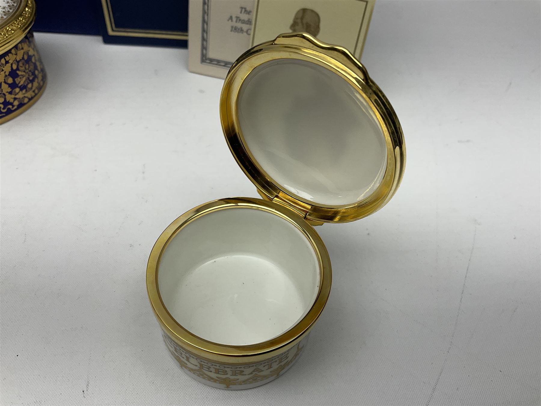 Five Halcyon Days Royal commemorative enamel boxes and one other similar enamel box - Image 9 of 15