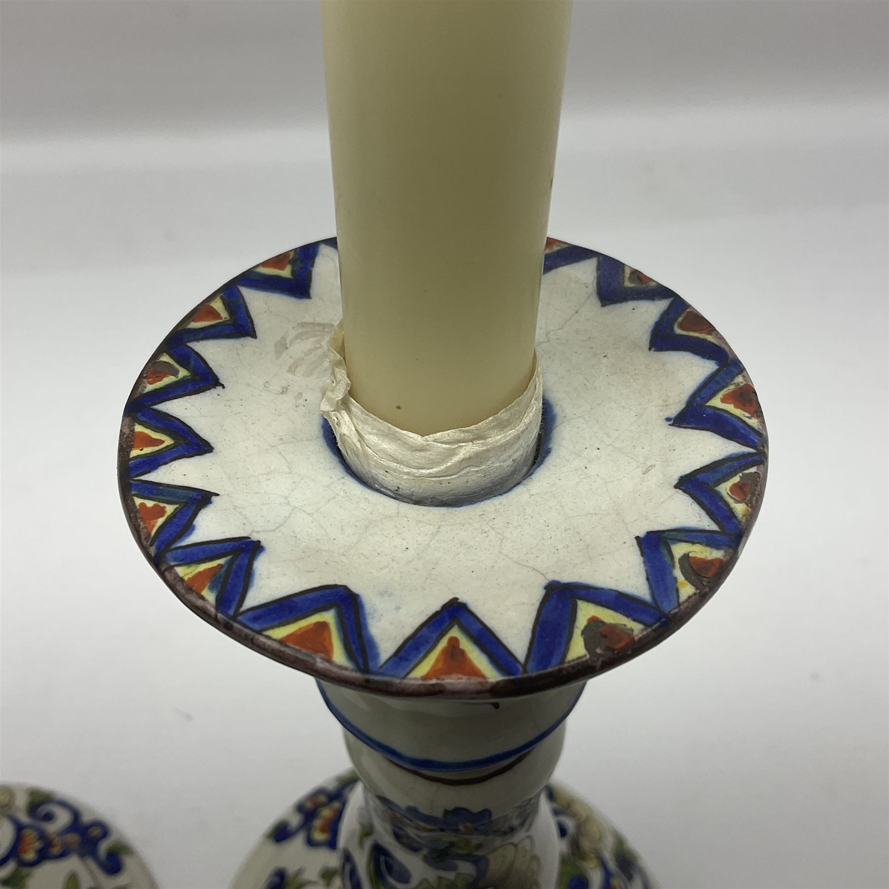 Pair of 19th century French faience candlesticks - Image 4 of 10