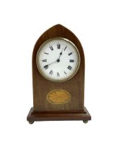 French - Edwardian 8-day mahogany bedside table clock