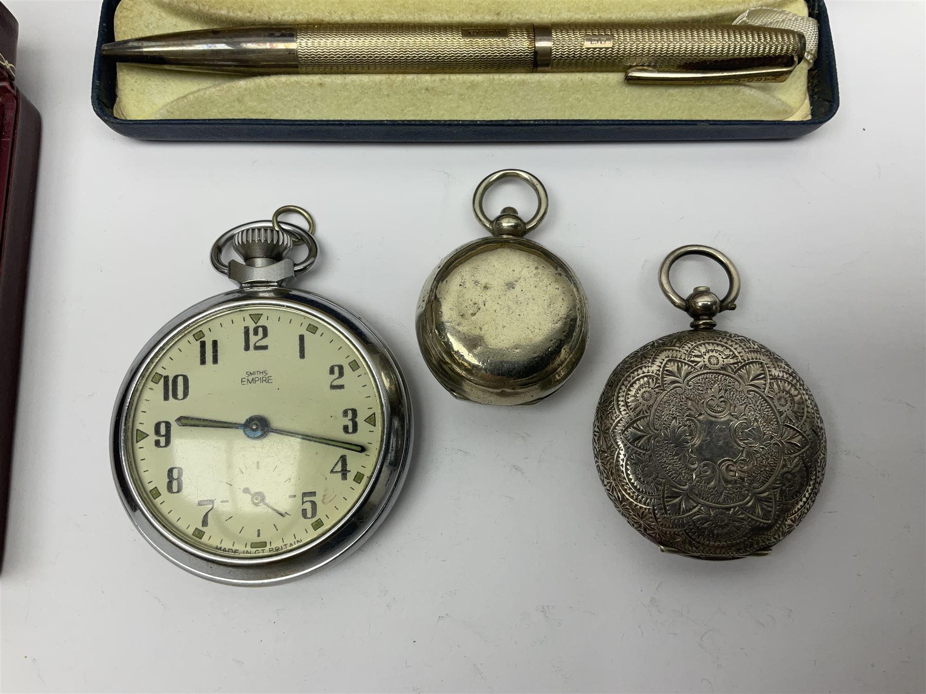Silver fob watch and three silver rings - Image 6 of 11