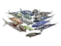 Collection of mid 20th century murano style glass fish