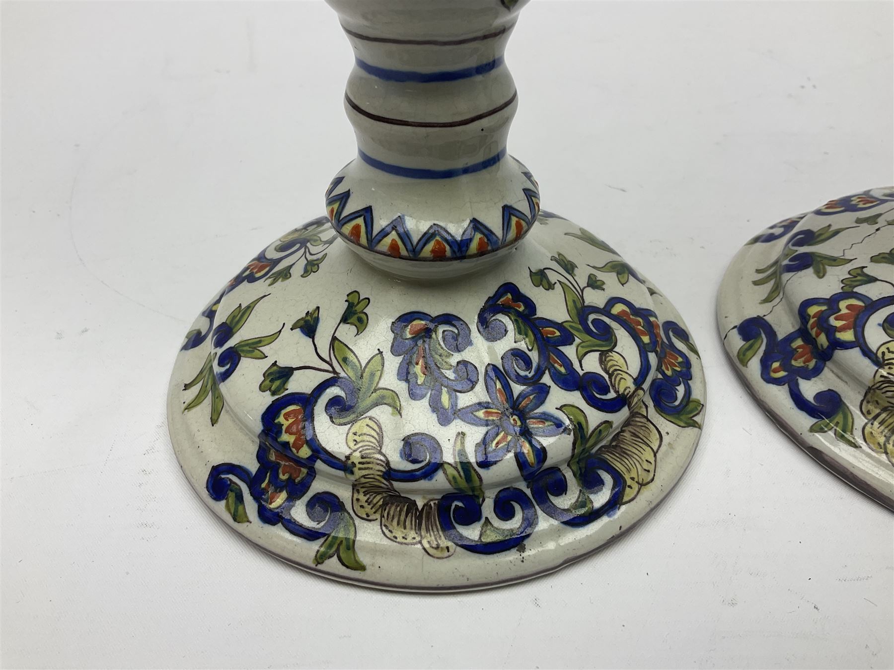 Pair of 19th century French faience candlesticks - Image 7 of 10