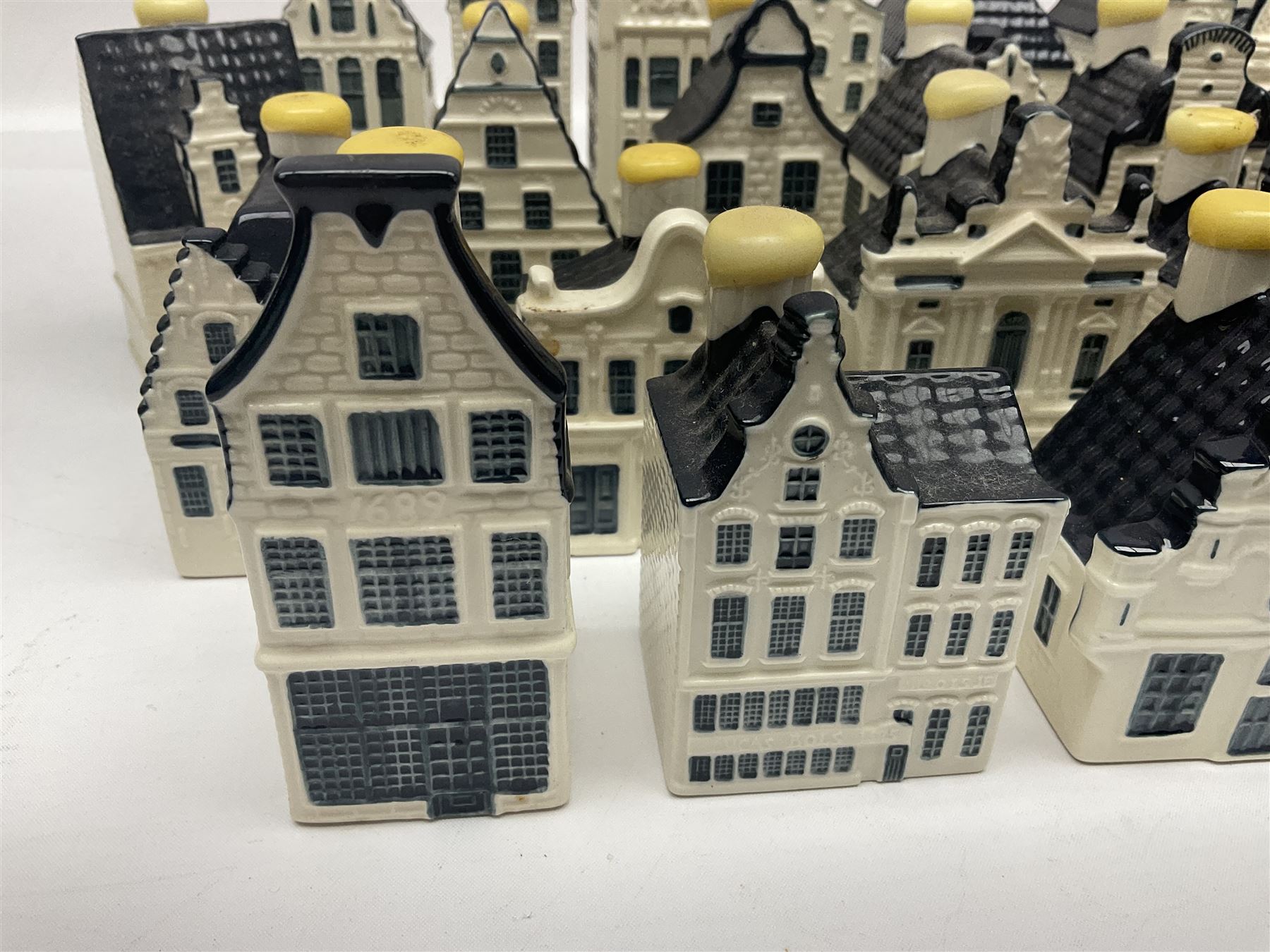 Twenty seven KLM Bols Blue Delft's decanters in the form of Dutch houses - Image 3 of 15