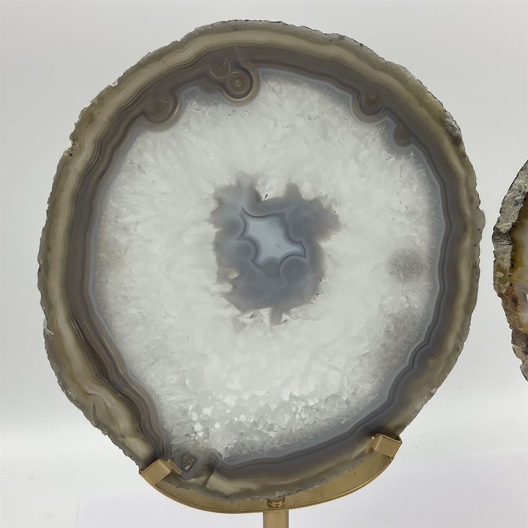 Pair of white agate slices - Image 2 of 8