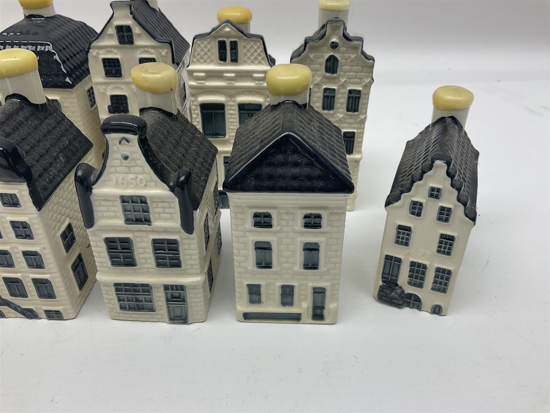 Twenty seven KLM Bols Blue Delft's decanters in the form of Dutch houses - Image 11 of 15