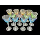 Ten coloured Adriana wine glasses by Abigails