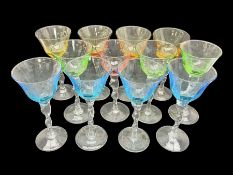 Ten coloured Adriana wine glasses by Abigails