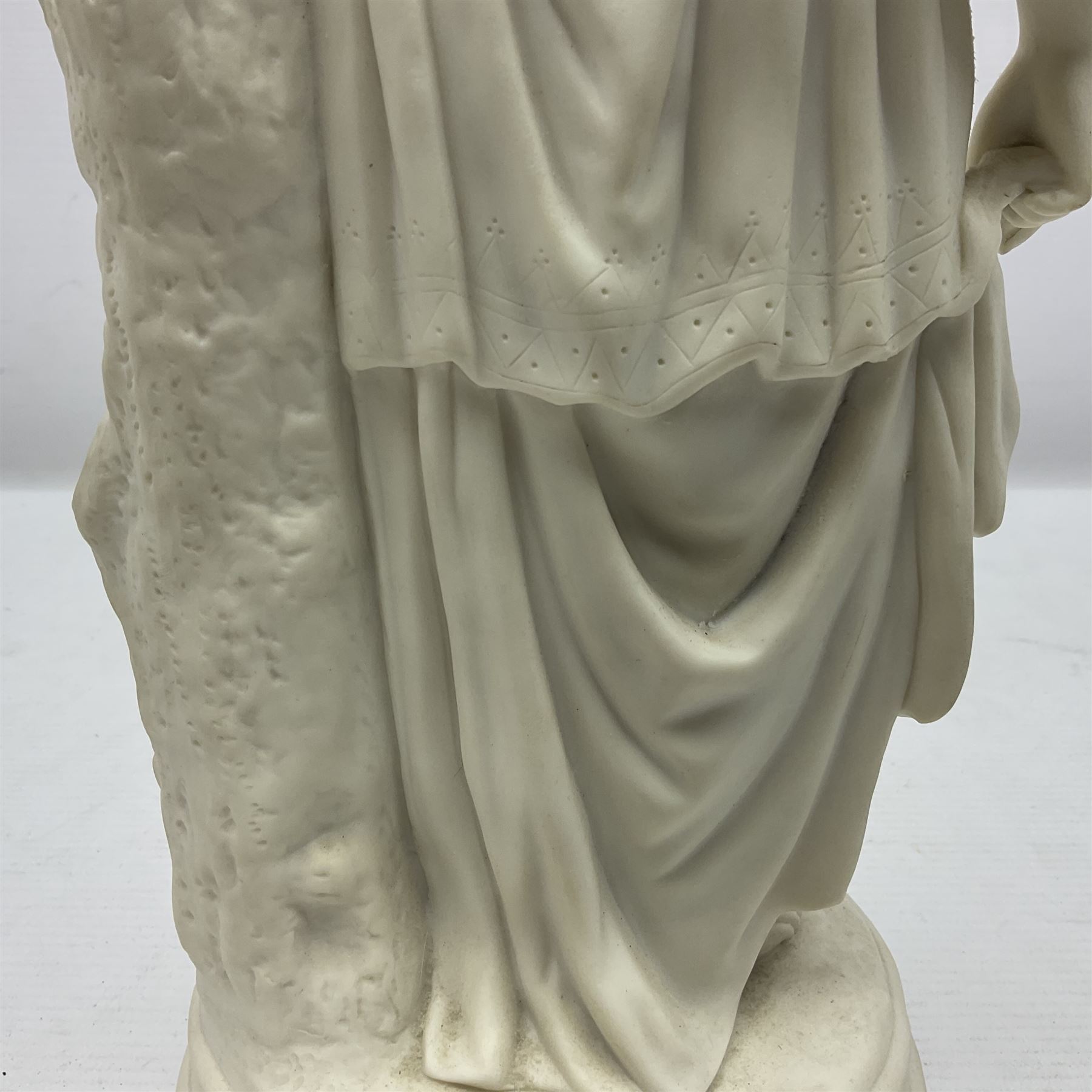 Parian figure modelled as a female in classical dress leaning upon a tree stump - Image 8 of 10