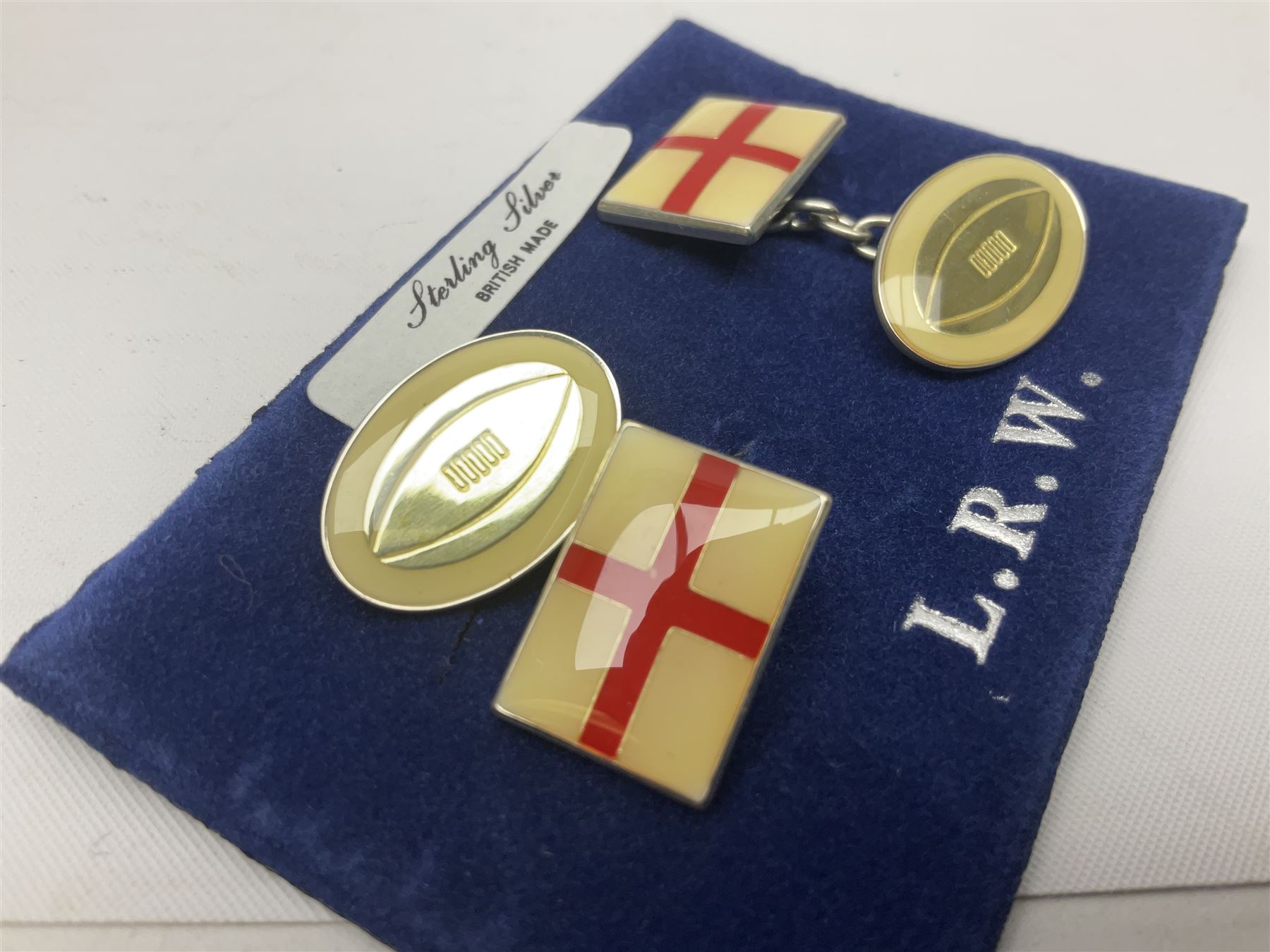 Pair of silver enamel England rugby cufflinks - Image 3 of 3