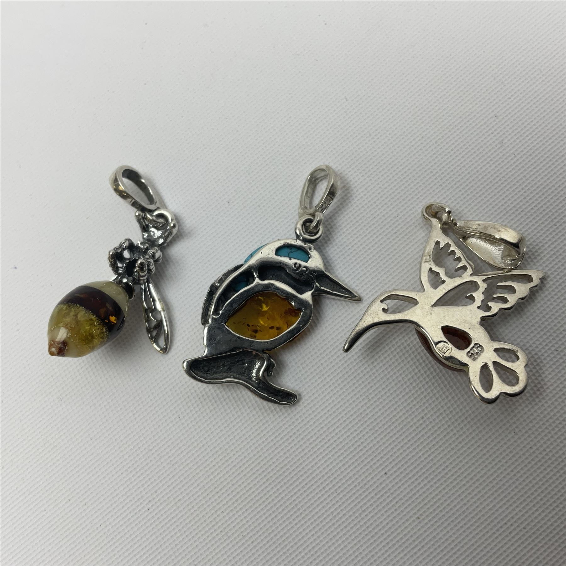 Three silver Baltic amber pendant - Image 3 of 3