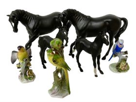 Four Beswick black matte horse figures