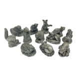 Twelve Franklin Mint cast pewter animal figures