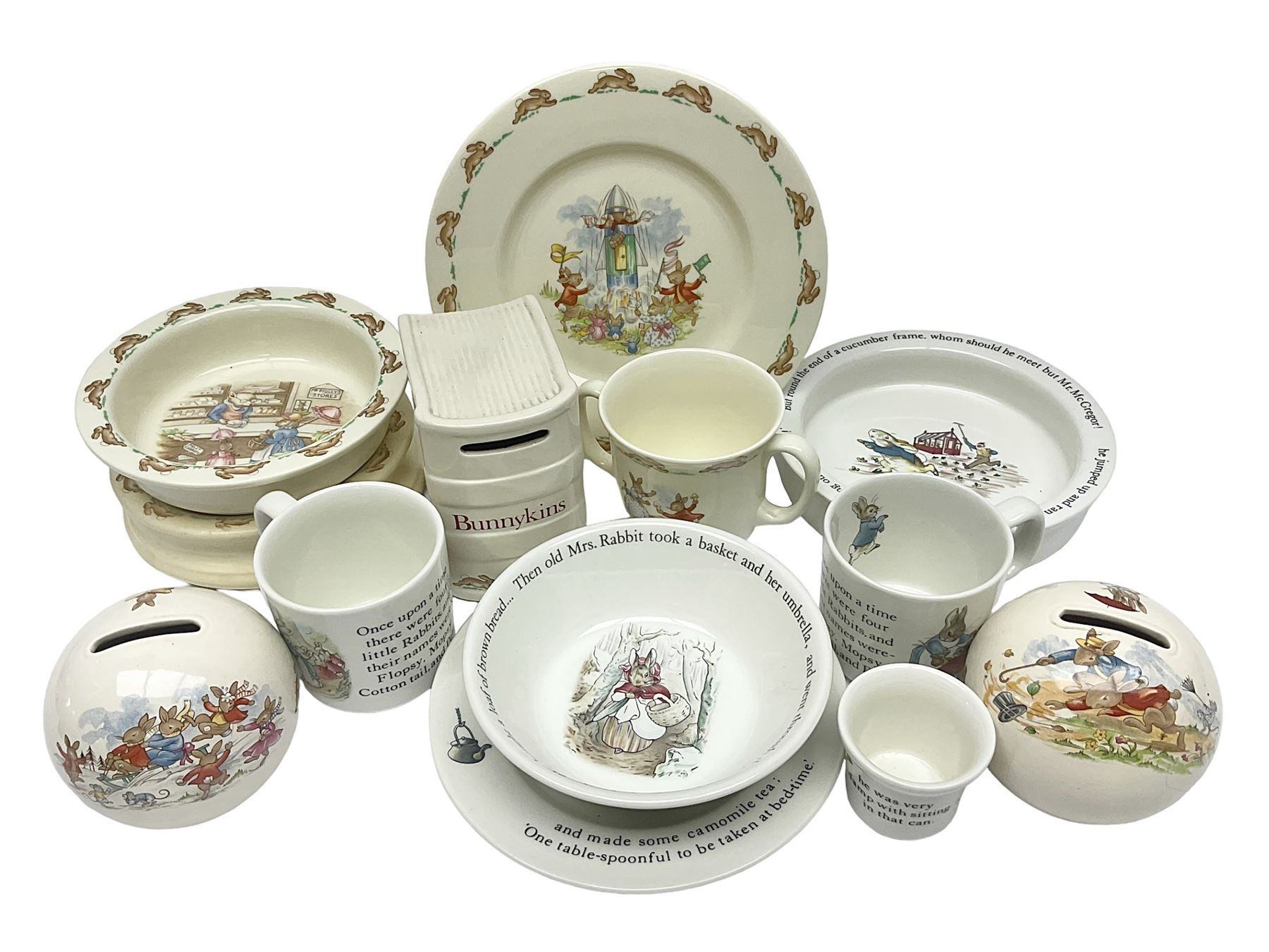 Collection of Royal Doulton Bunnykins and Wedgwood Peter Rabbit nursery ware