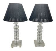 Pair of glass lamps with shades