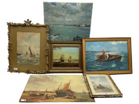 Maritime Interest - Collection of original watercolours and oils depicting fishing and sailing scene