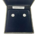 Pair of silver cubic zirconia daisy earrings