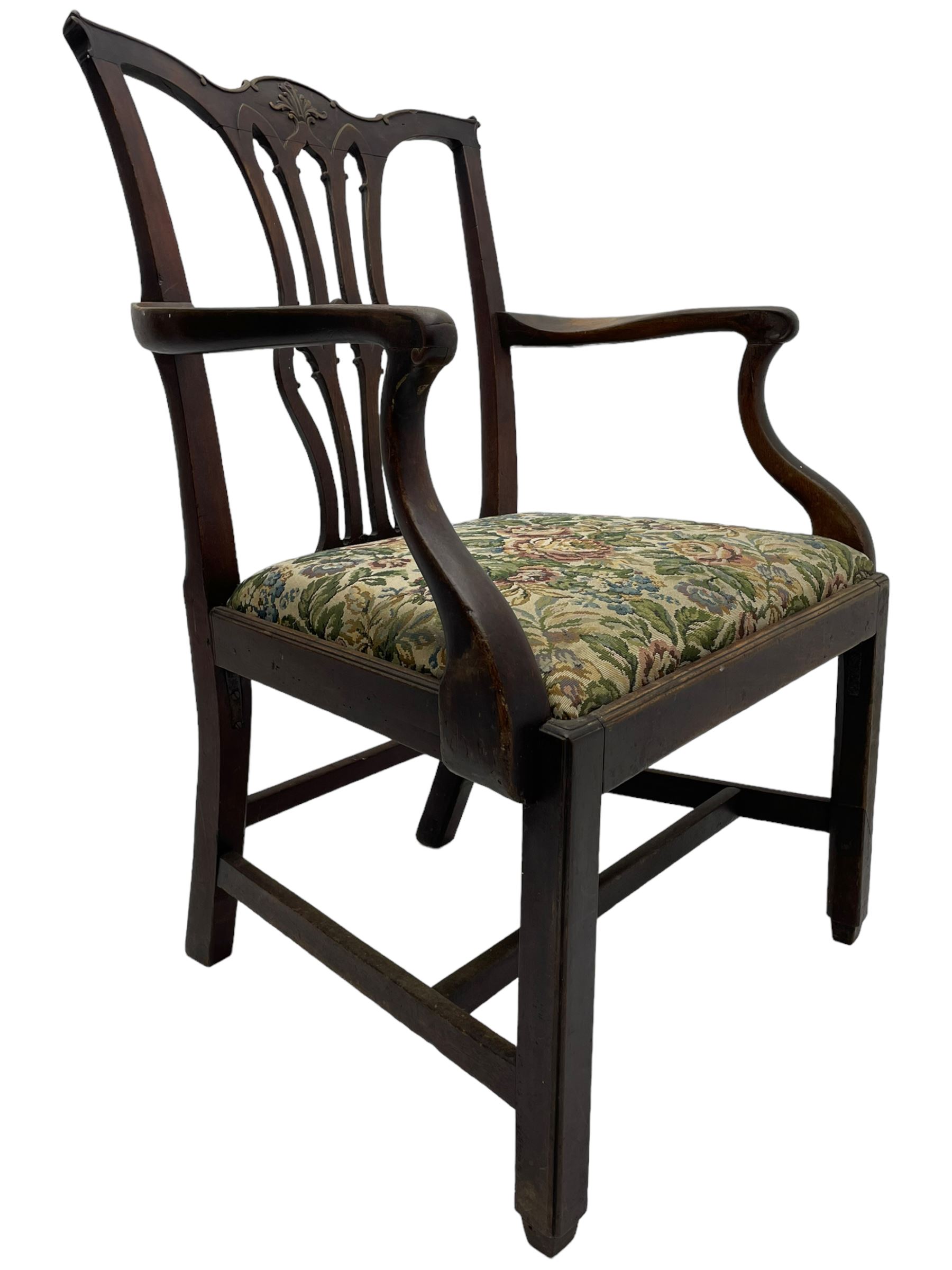George III mahogany elbow chair - Image 2 of 7