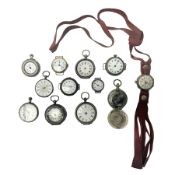 Collection of silver fob watches and wristwatches