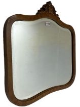 Victorian beech and birdseye maple veneered shaped wall mirror