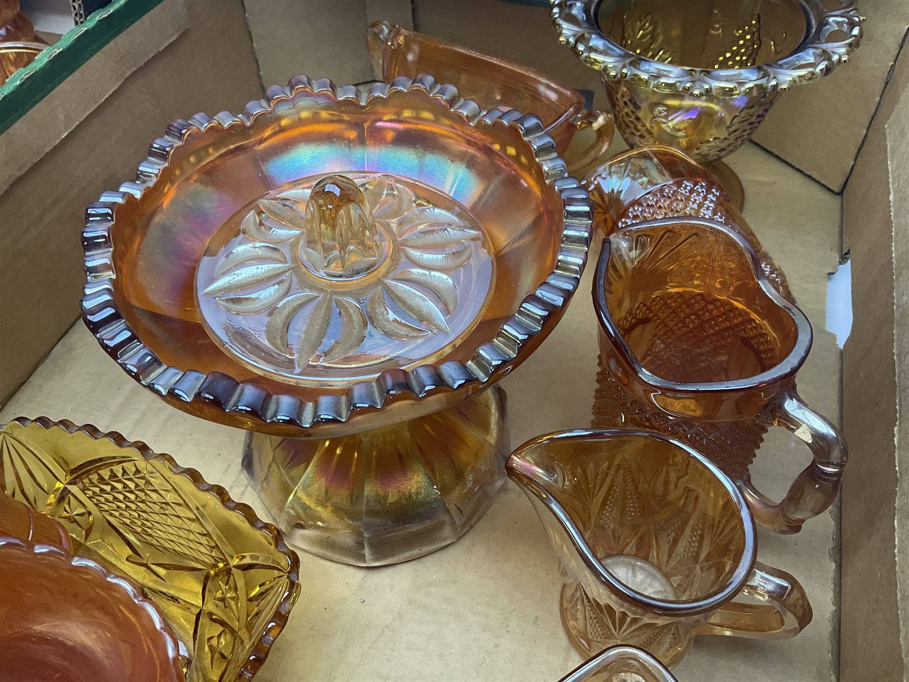 Collection of orange carnival glass - Image 6 of 7