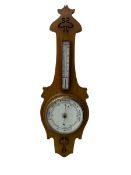 20th century oak cased aneroid barometer