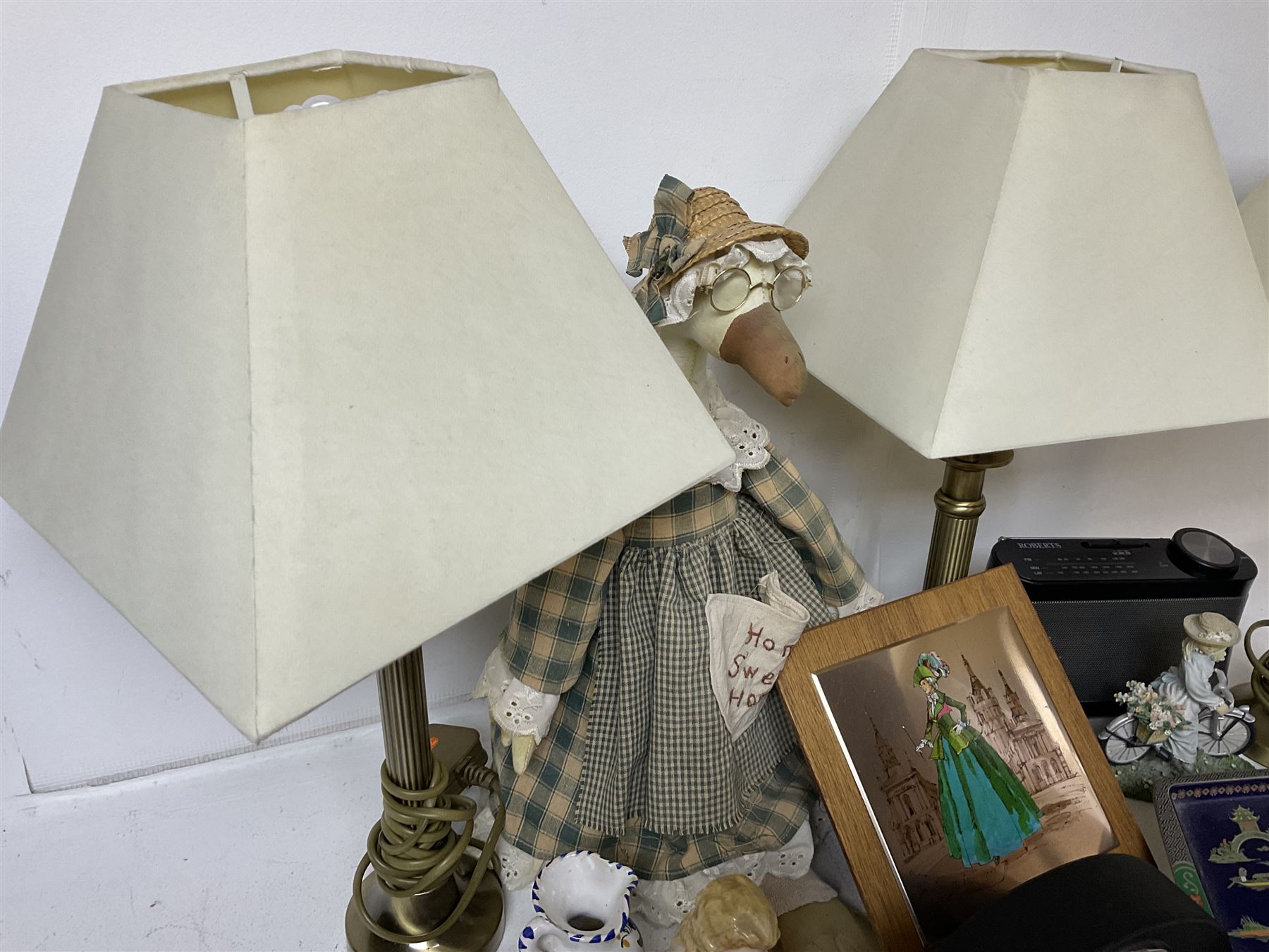 Pair of corinthian column table lamps with other collectables - Image 3 of 4
