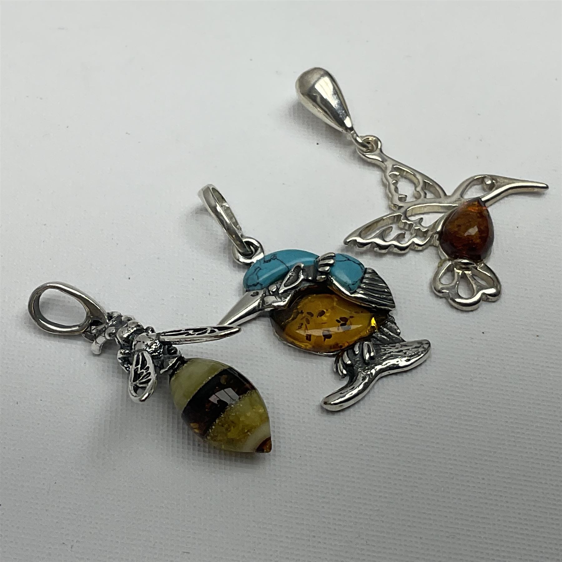 Three silver Baltic amber pendant - Image 2 of 3