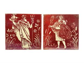 Pair of Maw & Co Benthall Works tiles