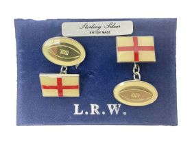 Pair of silver enamel England rugby cufflinks