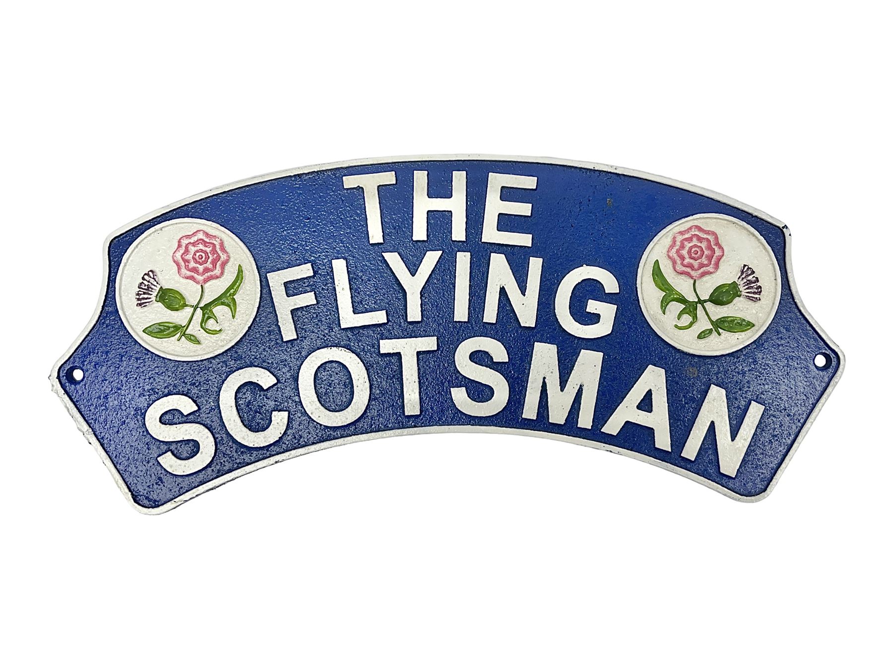 Cast metal 'The Flying Scotsman' type sign