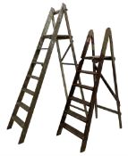 Early 20th century red painted pine step ladder