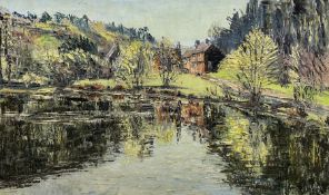 F Potts (British 20th century): River Reflections