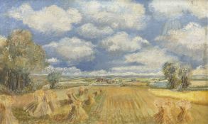 English School (20th century): The Cornfield with Village Beyond