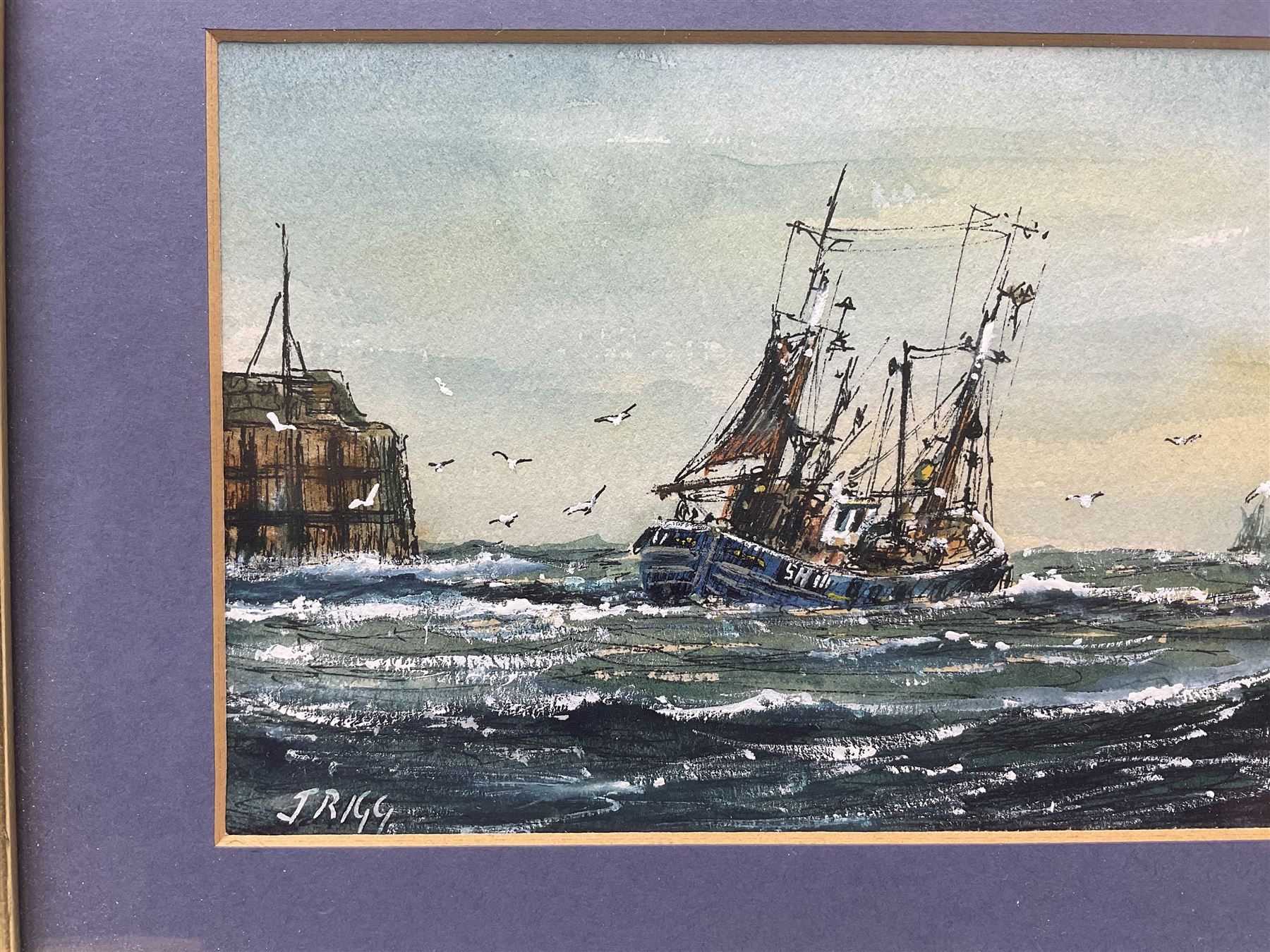 Jack Rigg (British 1927-2023): Scarborough Fishing Vessel Leaving the Harbour - Image 3 of 4