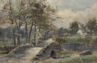 Edward (Arden) Tucker Jnr (British 1847-1910): Lake District Stream and Stone Bridge