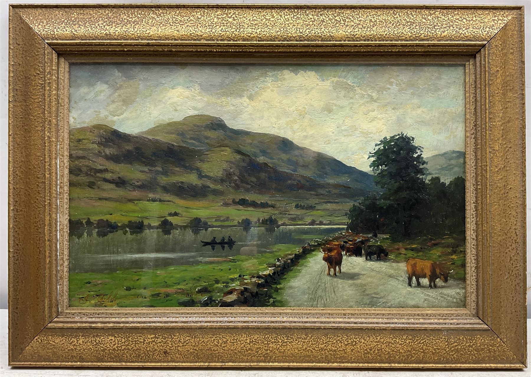 J Gibb (19th century): Scottish Highland Cattle by the Lochside - Image 2 of 3