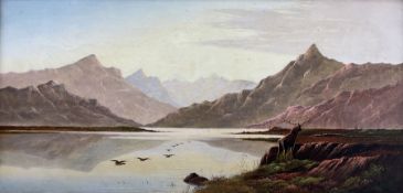 Charles Leslie (British 1839-1886): Stag on the Lochside