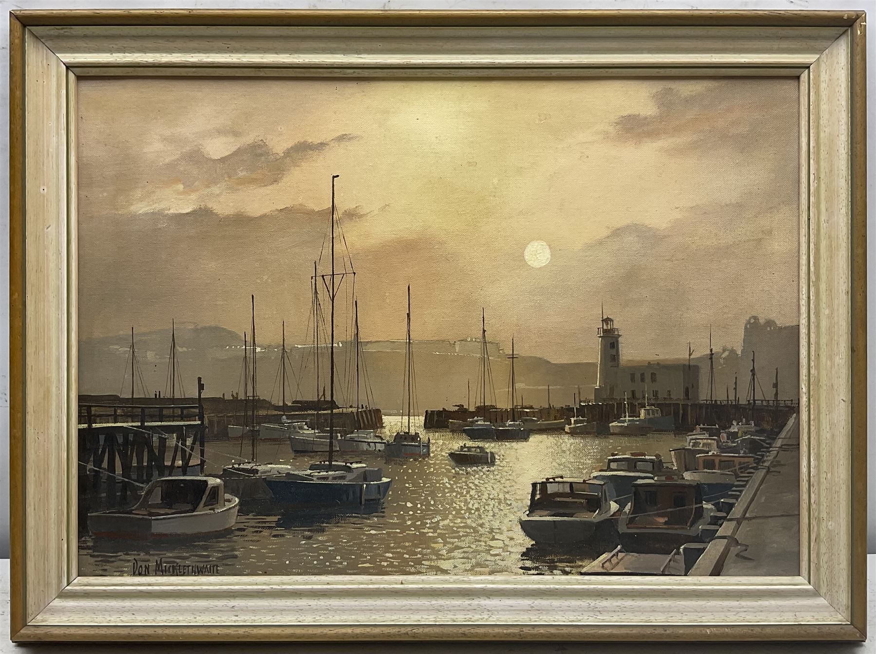 Don Micklethwaite (British 1936-): Scarborough Harbour at Sunset - Image 2 of 4