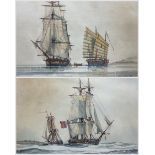 J Terry Culpan (British 20th century): 'Searching for Pirates' and 'Frigate Heaving to Meet Supply S
