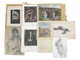 Portfolio of unframed sketches and prints