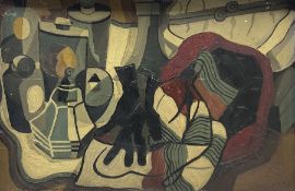Cubist School (Early/Mid-20th century): Abstract Still Life of Perfume Bottles