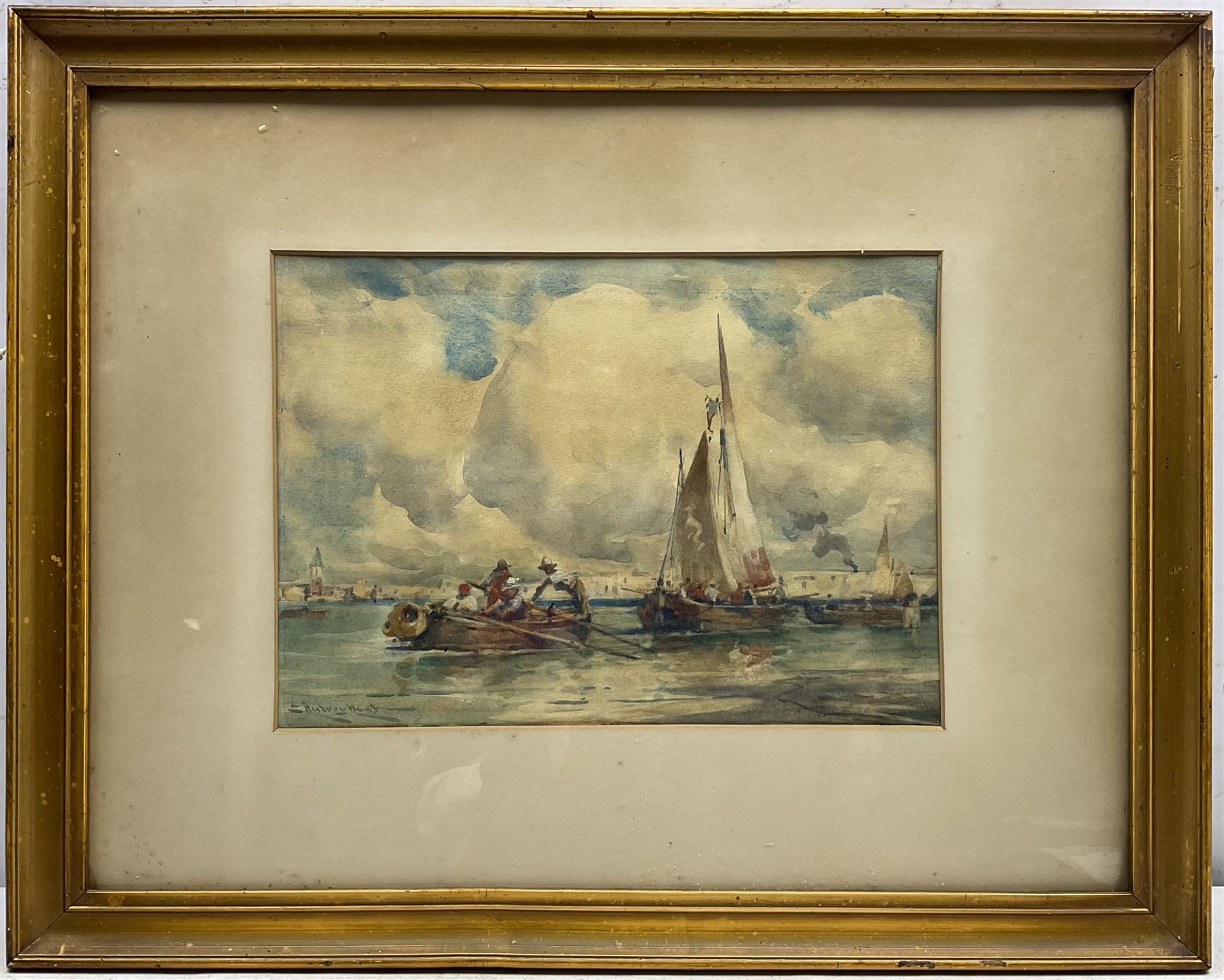 Edmund Aubrey Hunt (American 1855-1922): Fishermen and Sailing Vessels near Venice - Image 2 of 3