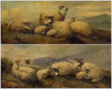 English Naive School (19th Century): Sheep Resting on a Grassy Hillside