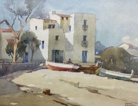 Frank Sherwin (British 1896-1986): Mediterranean Fishing Village