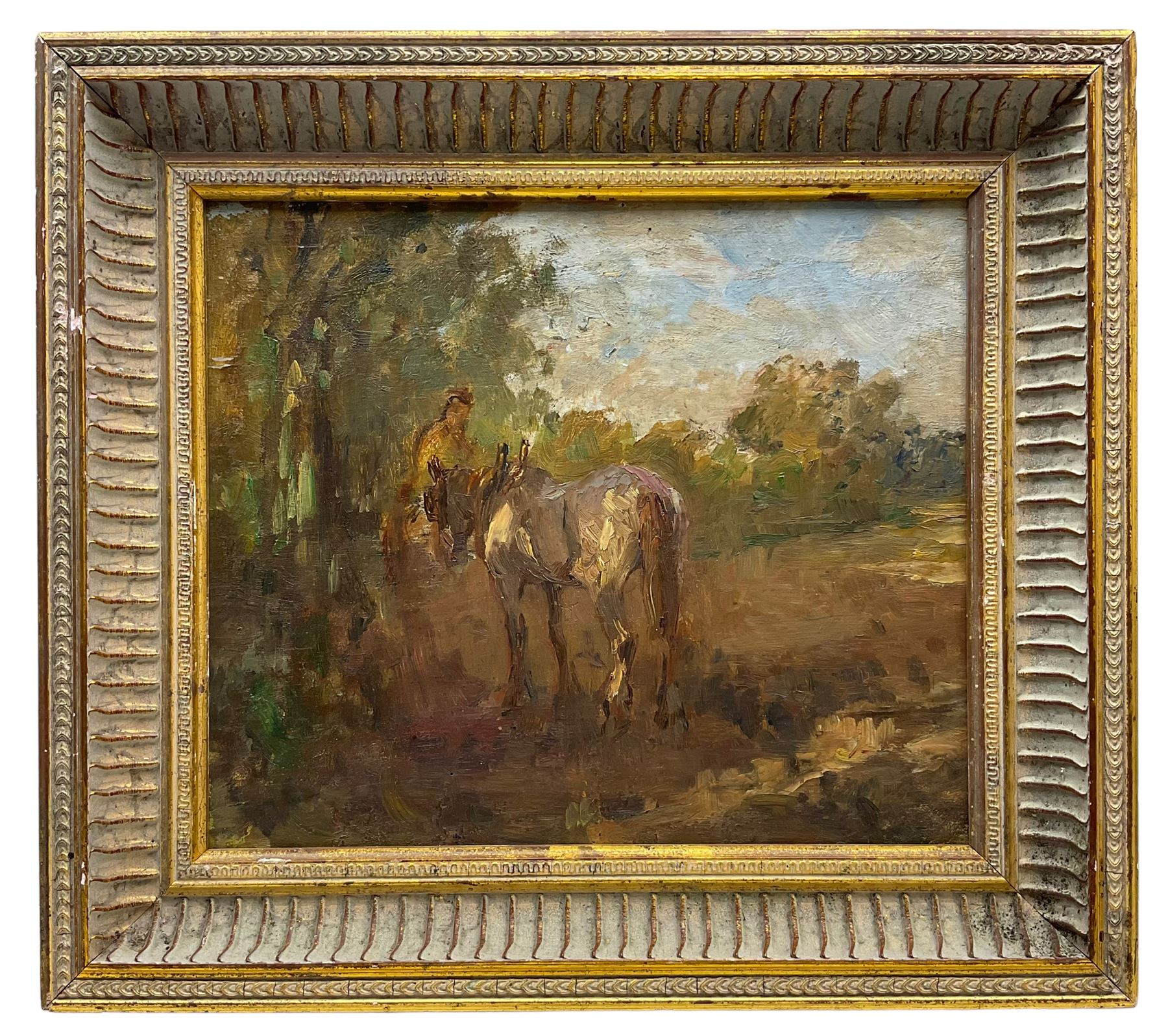 Circle of Arthur Spooner (British 1873-1962): Figure with Horse in Field - Image 2 of 3