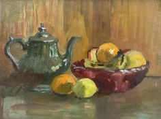 Faith Tresidder Sheppard (British 1920-2008): Still Life of Teapot and Fruit